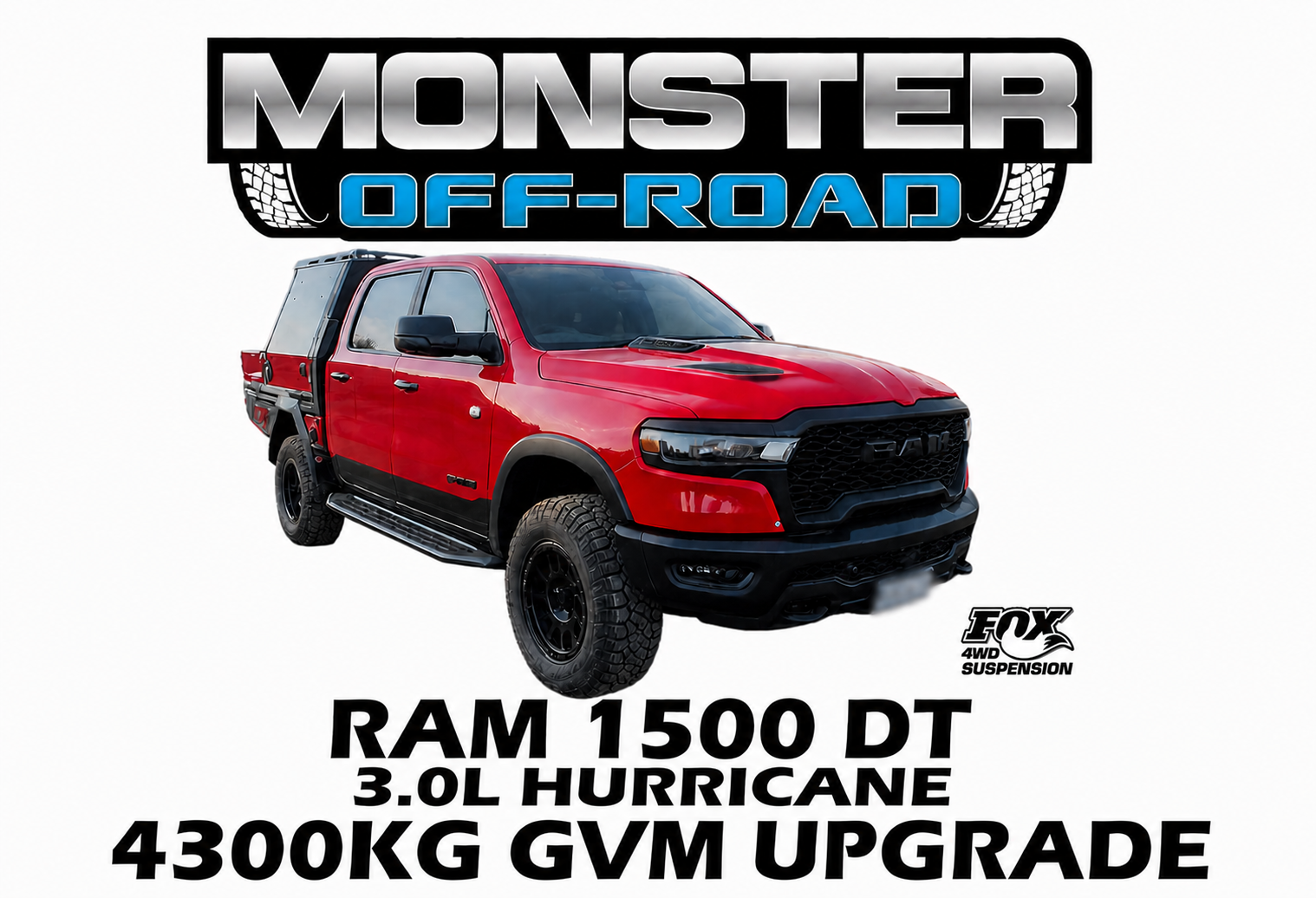 MONSTER OFFROAD RAM 1500 DT REBEL HURRICANE 4300KG GVM UPGRADE (POST R