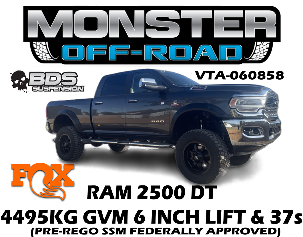 RAM 2500 5TH GEN HEAVY DUTY 6 INCH BDS LIFT KIT & 37s 4495KG GVM (PRE-REGO SECOND STAGE OF MANUFACTURE)